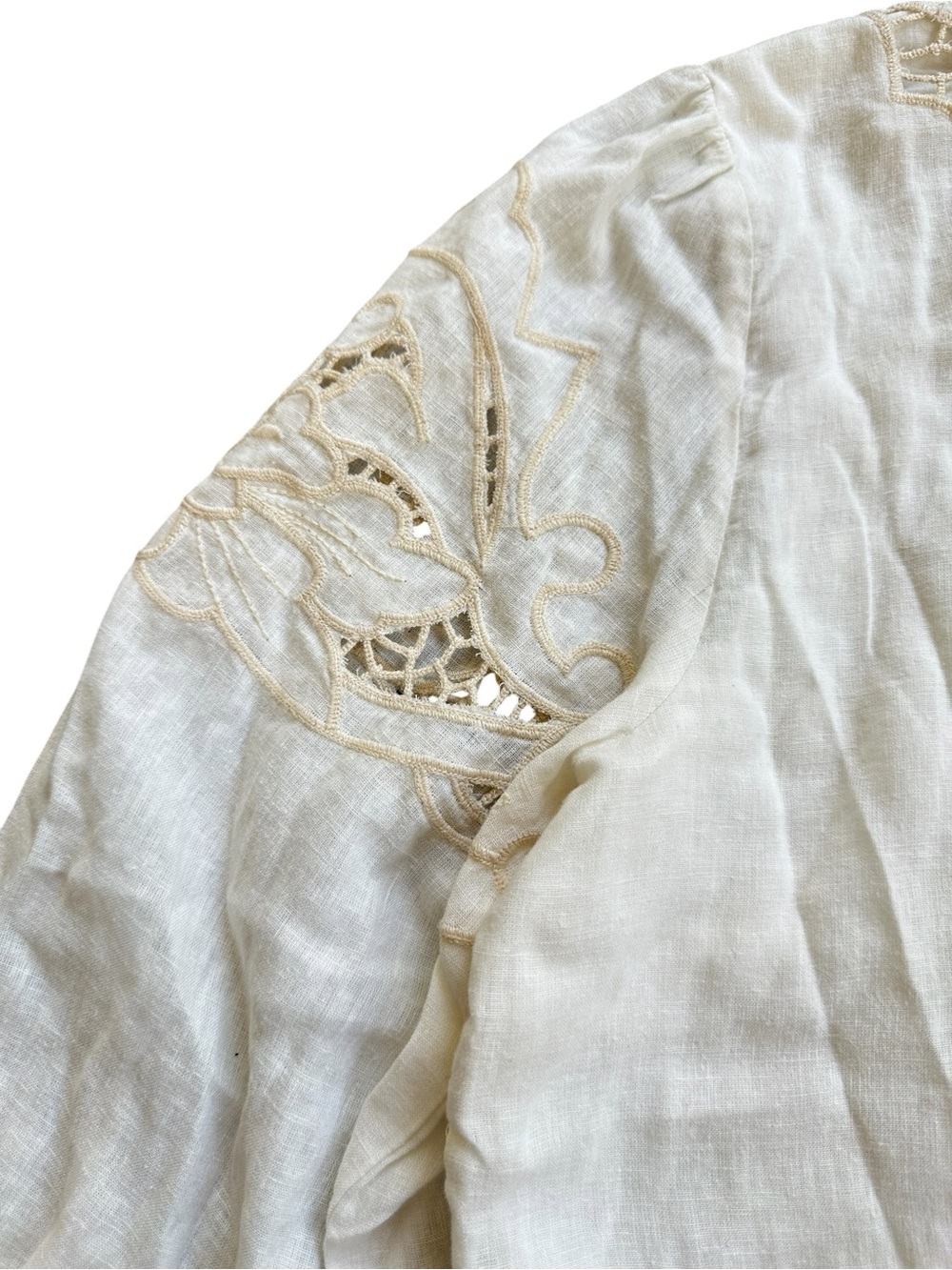 NWT Anthropologie Lainie Long Sleeve Lace Cutwork Blouse Ivory XL - Picture 16 of 16